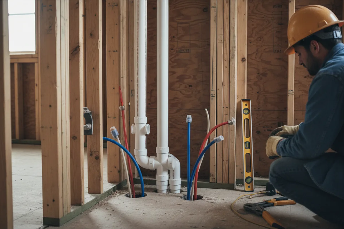Drain and supply rough-in during Toilet Repair and Installation in Helen